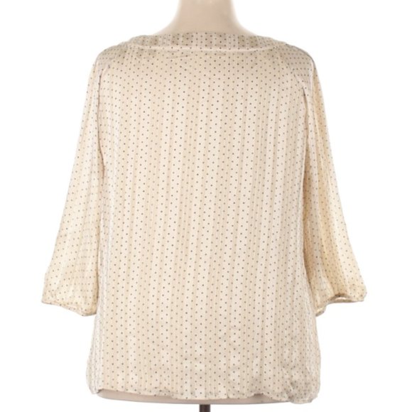 DB est. 1962 Tie Neck Polka Dot Top Black Cream Tan - Picture 2 of 8